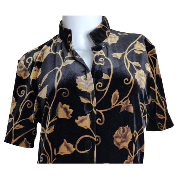 VTG 90s Velvet Ombre Maxi Dress 6 Button Front Floral Whimsigoth Grunge Retro - Picture 3 of 8